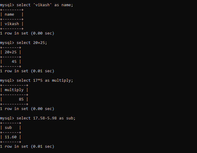 Select Query response